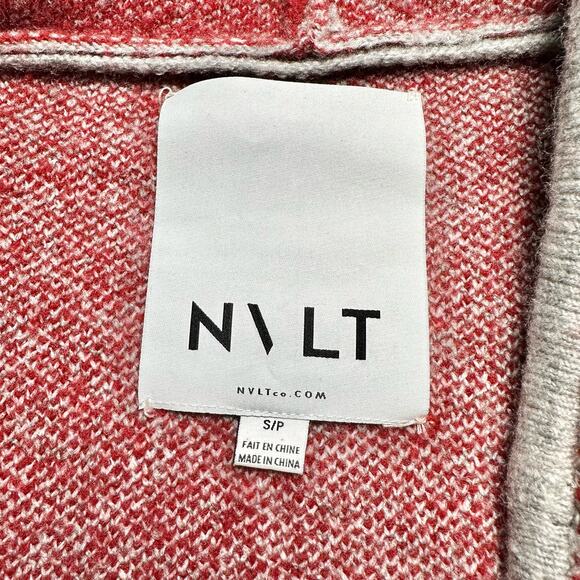 NVLT | Women | Red Gray Hooded Oversized Plaid Hooded Cardigan | Size Small - Picture 6 of 9